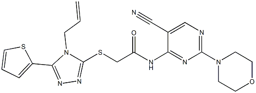 2-{[4-allyl-5-(2-thienyl)-4H-1,2,4-triazol-3-yl]sulfanyl}-N-[5-cyano-2-(4-morpholinyl)-4-pyrimidinyl]acetamide Structure