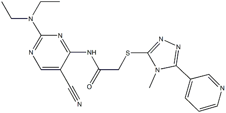 N-[5-cyano-2-(diethylamino)-4-pyrimidinyl]-2-{[4-methyl-5-(3-pyridinyl)-4H-1,2,4-triazol-3-yl]sulfanyl}acetamide Struktur