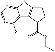 ethyl 4-chloro-6,7-dihydro-5H-cyclopenta[4,5]thieno[2,3-d]pyrimidine-5-carboxylate 结构式