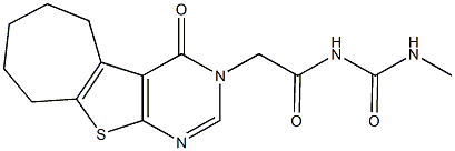 N-methyl-N'-[(4-oxo-6,7,8,9-tetrahydro-4H-cyclohepta[4,5]thieno[2,3-d]pyrimidin-3(5H)-yl)acetyl]urea 结构式