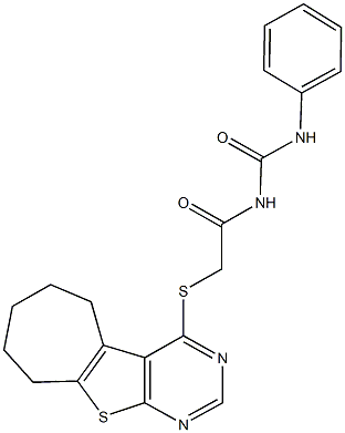 N-phenyl-N'-[(6,7,8,9-tetrahydro-5H-cyclohepta[4,5]thieno[2,3-d]pyrimidin-4-ylsulfanyl)acetyl]urea Structure