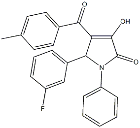 5-(3-fluorophenyl)-3-hydroxy-4-(4-methylbenzoyl)-1-phenyl-1,5-dihydro-2H-pyrrol-2-one 化学構造式