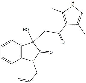 1-allyl-3-[2-(3,5-dimethyl-1H-pyrazol-4-yl)-2-oxoethyl]-3-hydroxy-1,3-dihydro-2H-indol-2-one Structure