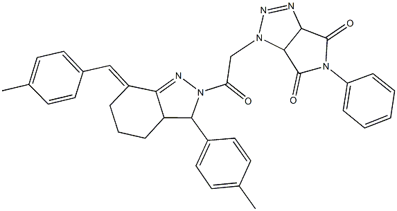 1-{2-[7-(4-methylbenzylidene)-3-(4-methylphenyl)-3,3a,4,5,6,7-hexahydro-2H-indazol-2-yl]-2-oxoethyl}-5-phenyl-3a,6a-dihydropyrrolo[3,4-d][1,2,3]triazole-4,6(1H,5H)-dione,1024814-14-9,结构式