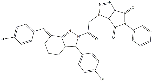 1-{2-[7-(4-chlorobenzylidene)-3-(4-chlorophenyl)-3,3a,4,5,6,7-hexahydro-2H-indazol-2-yl]-2-oxoethyl}-5-phenyl-3a,6a-dihydropyrrolo[3,4-d][1,2,3]triazole-4,6(1H,5H)-dione|