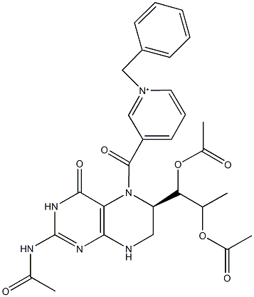 3-[(2-(acetylamino)-6-[1,2-bis(acetyloxy)propyl]-4-oxo-4,6,7,8-tetrahydro-5(3H)-pteridinyl)carbonyl]-1-benzylpyridinium,1027301-39-8,结构式