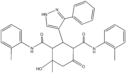 4-hydroxy-4-methyl-N~1~,N~3~-bis(2-methylphenyl)-6-oxo-2-(3-phenyl-1H-pyrazol-4-yl)-1,3-cyclohexanedicarboxamide|