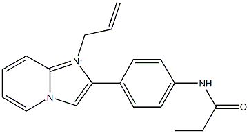 1-allyl-2-[4-(propionylamino)phenyl]imidazo[1,2-a]pyridin-1-ium 化学構造式