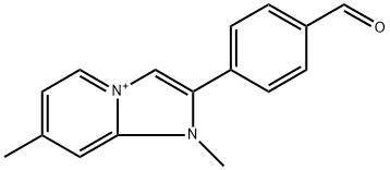 2-(4-formylphenyl)-1,7-dimethylimidazo[1,2-a]pyridin-1-ium 化学構造式