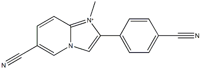 6-cyano-2-(4-cyanophenyl)-1-methylimidazo[1,2-a]pyridin-1-ium 结构式