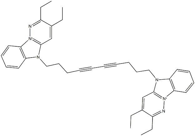 5-[10-(2,3-diethyl-5H-pyridazino[1,6-a]benzimidazol-10-ium-5-yl)-4,6-decadiynyl]-2,3-diethyl-5H-pyridazino[1,6-a]benzimidazol-10-ium 结构式