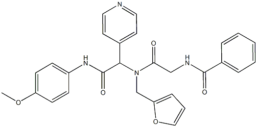 N-(2-{(2-furylmethyl)[2-(4-methoxyanilino)-2-oxo-1-(4-pyridinyl)ethyl]amino}-2-oxoethyl)benzamide Struktur
