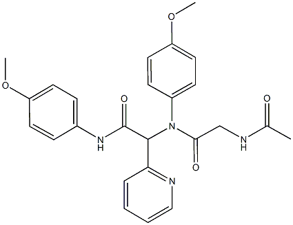 2-{[(acetylamino)acetyl]-4-methoxyanilino}-N-(4-methoxyphenyl)-2-(2-pyridinyl)acetamide Struktur