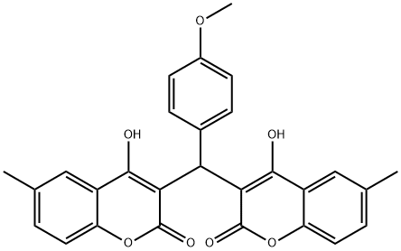 4-hydroxy-3-[(4-hydroxy-6-methyl-2-oxo-2H-chromen-3-yl)(4-methoxyphenyl)methyl]-6-methyl-2H-chromen-2-one,103162-77-2,结构式