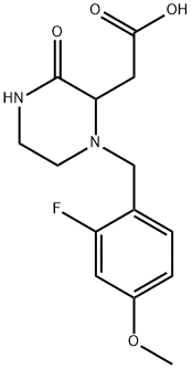 [1-(2-fluoro-4-methoxybenzyl)-3-oxo-2-piperazinyl]acetic acid Structure