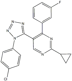 5-[1-(4-chlorophenyl)-1H-tetraazol-5-yl]-2-cyclopropyl-4-(3-fluorophenyl)pyrimidine Structure