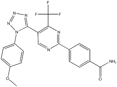 4-[5-[1-(4-methoxyphenyl)-1H-tetraazol-5-yl]-4-(trifluoromethyl)-2-pyrimidinyl]benzamide Structure