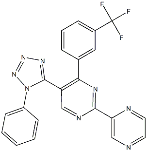 5-(1-phenyl-1H-tetraazol-5-yl)-2-(2-pyrazinyl)-4-[3-(trifluoromethyl)phenyl]pyrimidine 结构式