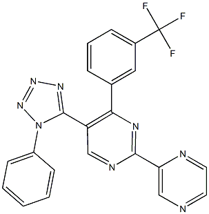 5-(1-phenyl-1H-tetraazol-5-yl)-2-(2-pyrazinyl)-4-[3-(trifluoromethyl)phenyl]pyrimidine|