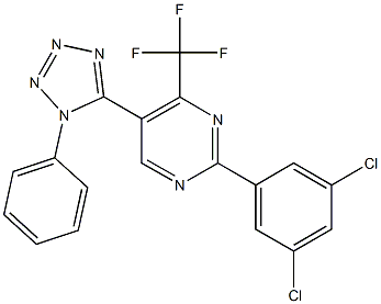 2-(3,5-dichlorophenyl)-5-(1-phenyl-1H-tetraazol-5-yl)-4-(trifluoromethyl)pyrimidine Struktur