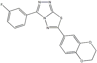 6-(2,3-dihydro-1,4-benzodioxin-6-yl)-3-(3-fluorophenyl)[1,2,4]triazolo[3,4-b][1,3,4]thiadiazole 结构式