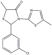 2-(3-chlorophenyl)-5-methyl-3-(5-methyl-1,3-thiazol-2-yl)-1,3-thiazolidin-4-one 结构式