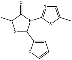 2-(2-furyl)-5-methyl-3-(5-methyl-1,3-thiazol-2-yl)-1,3-thiazolidin-4-one,1034735-76-6,结构式