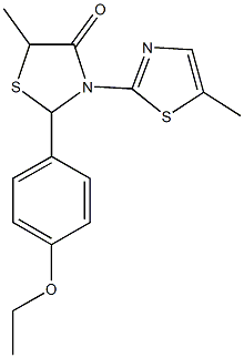 2-(4-ethoxyphenyl)-5-methyl-3-(5-methyl-1,3-thiazol-2-yl)-1,3-thiazolidin-4-one,1034735-88-0,结构式