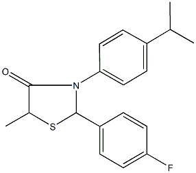 2-(4-fluorophenyl)-3-(4-isopropylphenyl)-5-methyl-1,3-thiazolidin-4-one,1034735-94-8,结构式