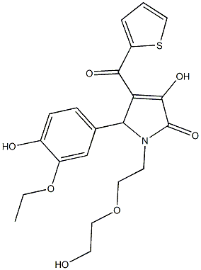 5-(3-ethoxy-4-hydroxyphenyl)-3-hydroxy-1-[2-(2-hydroxyethoxy)ethyl]-4-(2-thienylcarbonyl)-1,5-dihydro-2H-pyrrol-2-one 化学構造式