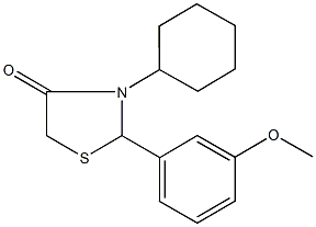 3-cyclohexyl-2-(3-methoxyphenyl)-1,3-thiazolidin-4-one,1034737-30-8,结构式