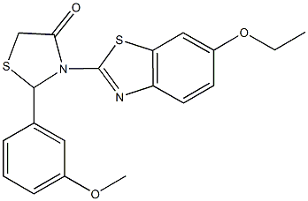 3-(6-ethoxy-1,3-benzothiazol-2-yl)-2-(3-methoxyphenyl)-1,3-thiazolidin-4-one 化学構造式