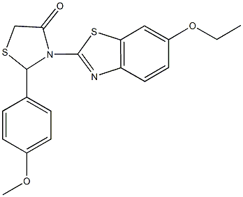 3-(6-ethoxy-1,3-benzothiazol-2-yl)-2-(4-methoxyphenyl)-1,3-thiazolidin-4-one 化学構造式