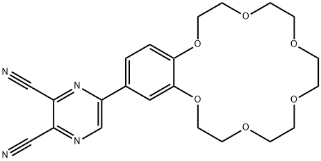 5-(2,3,5,6,8,9,11,12,14,15-decahydro-1,4,7,10,13,16-benzohexaoxacyclooctadecin-18-yl)-2,3-pyrazinedicarbonitrile Struktur