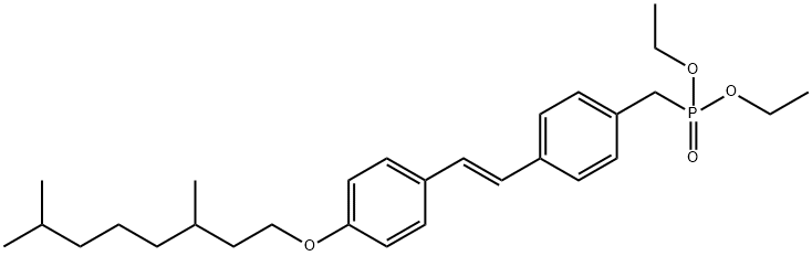 diethyl 4-(2-{4-[(3,7-dimethyloctyl)oxy]phenyl}vinyl)benzylphosphonate 化学構造式