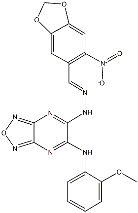 6-nitro-1,3-benzodioxole-5-carbaldehyde (6-{[2-(methyloxy)phenyl]amino}[1,2,5]oxadiazolo[3,4-b]pyrazin-5-yl)hydrazone Structure