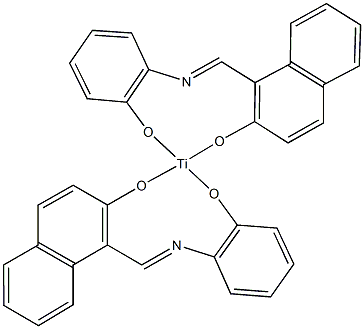 bis(1-{[(2-oxidophenyl)imino]methyl}-2-naphthalenolate) titanium(IV) complex 结构式