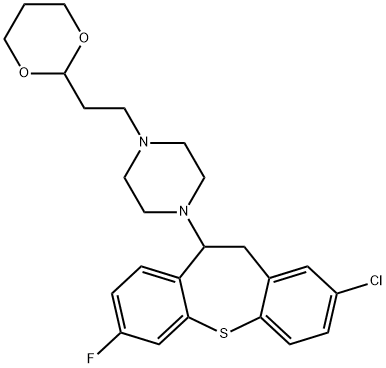 1-(2-chloro-7-fluoro-10,11-dihydrodibenzo[b,f]thiepin-10-yl)-4-[2-(1,3-dioxan-2-yl)ethyl]piperazine,104821-41-2,结构式