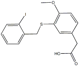 {3-[(2-iodobenzyl)sulfanyl]-4-methoxyphenyl}acetic acid Struktur