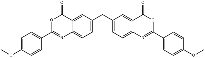2-(4-methoxyphenyl)-6-{[2-(4-methoxyphenyl)-4-oxo-4H-3,1-benzoxazin-6-yl]methyl}-4H-3,1-benzoxazin-4-one 化学構造式