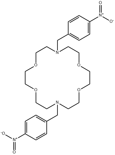 7,16-bis{4-nitrobenzyl}-1,4,10,13-tetraoxa-7,16-diazacyclooctadecane Struktur