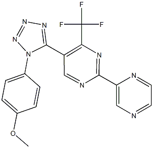 5-[1-(4-methoxyphenyl)-1H-tetraazol-5-yl]-2-(2-pyrazinyl)-4-(trifluoromethyl)pyrimidine 结构式