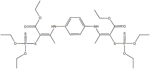 ethyl 2-[(diethoxyphosphorothioyl)sulfanyl]-3-[4-({2-[(diethoxyphosphorothioyl)sulfanyl]-3-ethoxy-1-methyl-3-oxo-1-propenyl}amino)anilino]-2-butenoate,105772-89-2,结构式