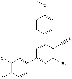 2-amino-6-(3,4-dichlorophenyl)-4-(4-methoxyphenyl)nicotinonitrile 化学構造式