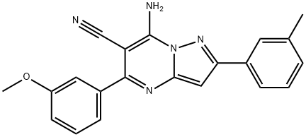 7-amino-5-(3-methoxyphenyl)-2-(3-methylphenyl)pyrazolo[1,5-a]pyrimidine-6-carbonitrile Structure