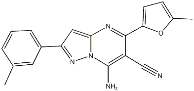 7-amino-5-(5-methyl-2-furyl)-2-(3-methylphenyl)pyrazolo[1,5-a]pyrimidine-6-carbonitrile Structure