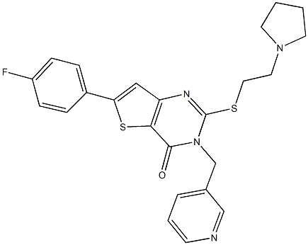6-(4-fluorophenyl)-3-(3-pyridinylmethyl)-2-{[2-(1-pyrrolidinyl)ethyl]sulfanyl}thieno[3,2-d]pyrimidin-4(3H)-one 结构式
