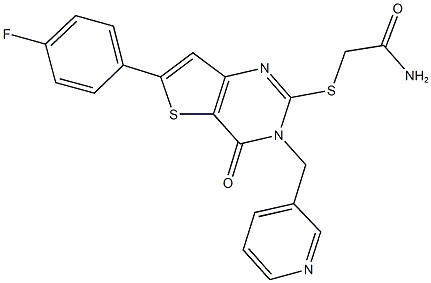 2-{[6-(4-fluorophenyl)-4-oxo-3-(3-pyridinylmethyl)-3,4-dihydrothieno[3,2-d]pyrimidin-2-yl]sulfanyl}acetamide 化学構造式