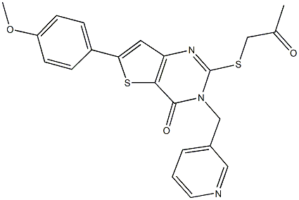 6-(4-methoxyphenyl)-2-[(2-oxopropyl)sulfanyl]-3-(3-pyridinylmethyl)thieno[3,2-d]pyrimidin-4(3H)-one Struktur