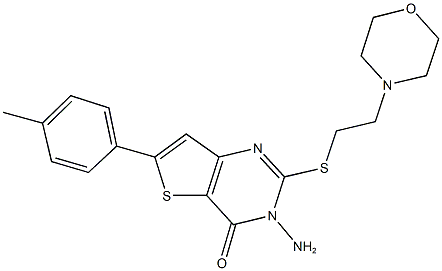 3-amino-6-(4-methylphenyl)-2-{[2-(4-morpholinyl)ethyl]sulfanyl}thieno[3,2-d]pyrimidin-4(3H)-one Structure